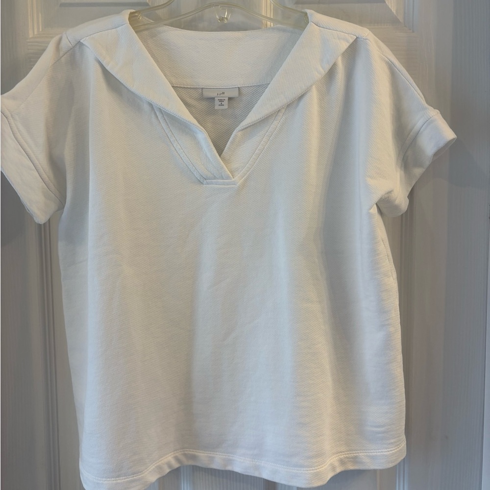 J. Jill Soft White Petite small short sleeve Top